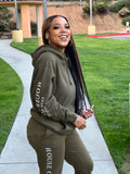 Army Green & White Ladies Year Round Tracksuit