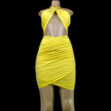 Hello Yellow Halter Neck Midi Dress