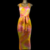 Sunset Tie Dye Wrap Dress