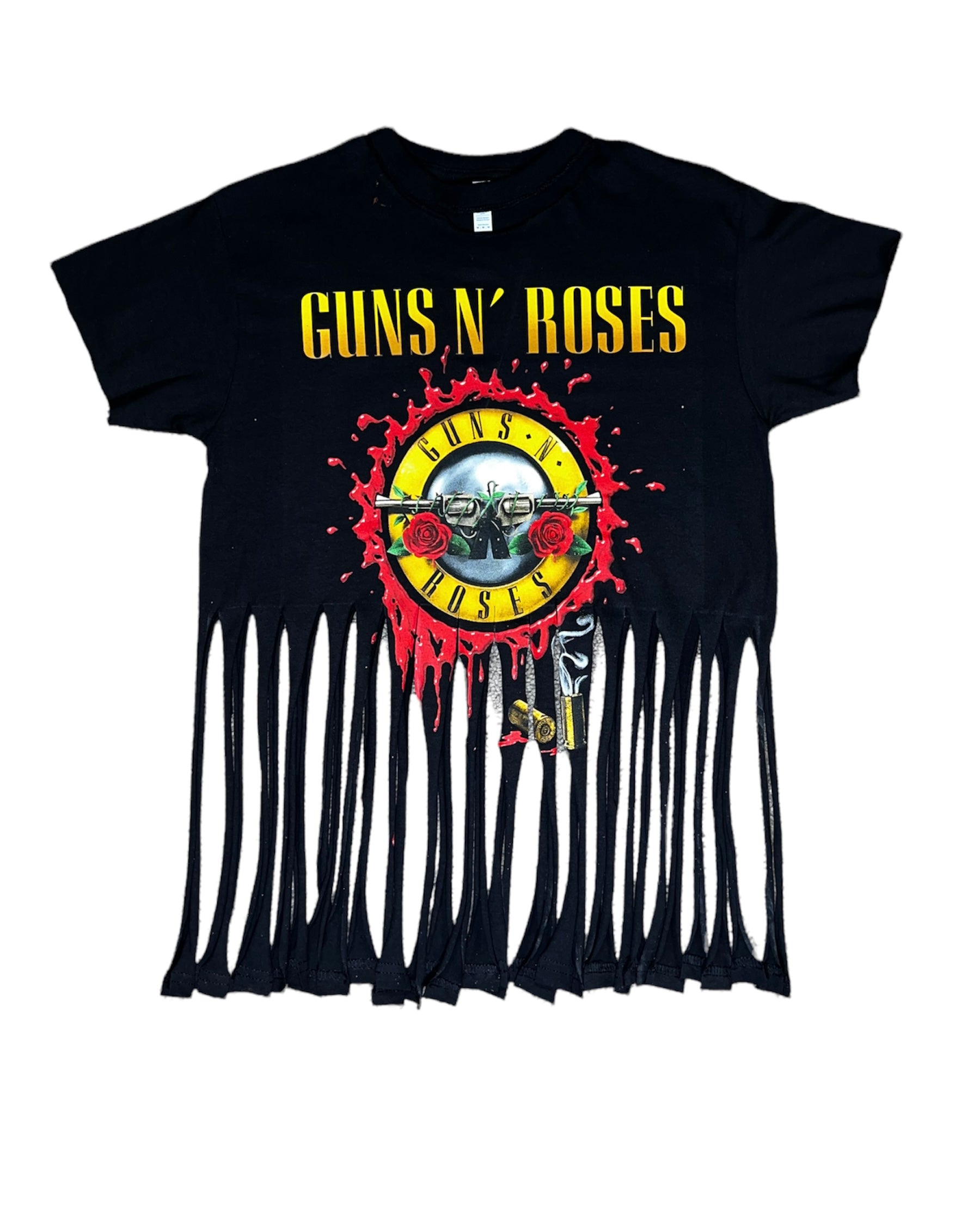 Guns N Roses Handmade Distressed Fringe Graphic T-Shirt